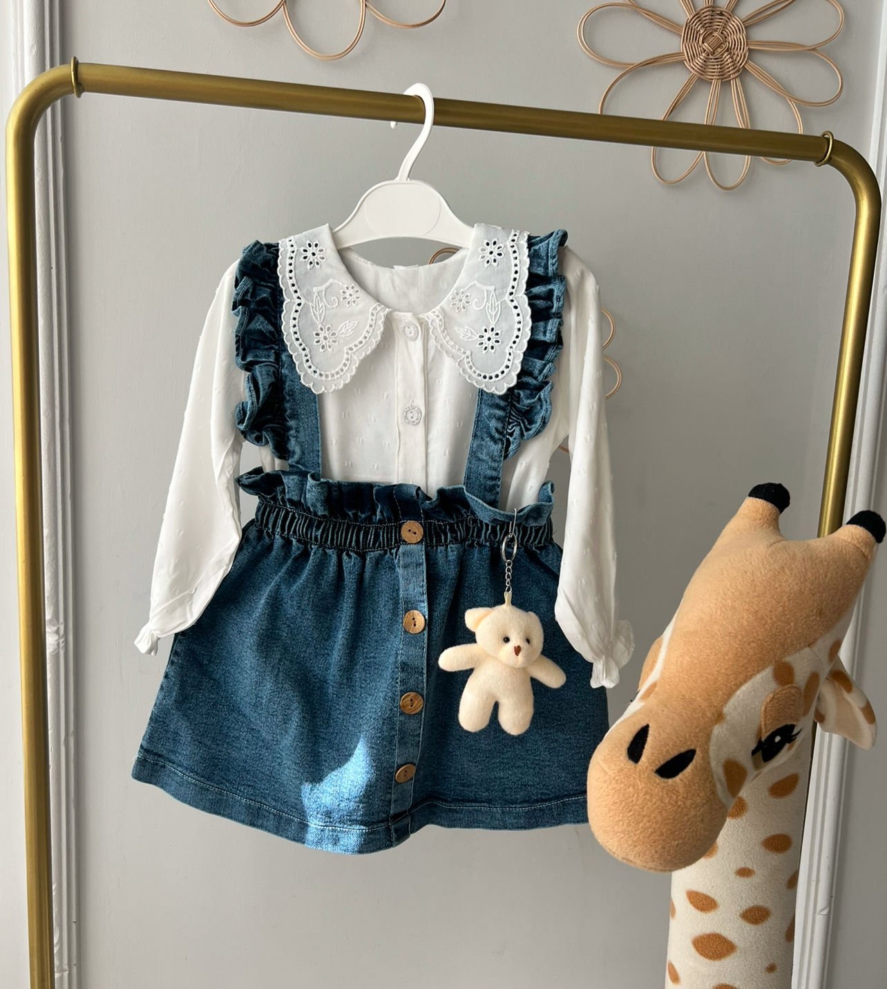 Malone Ayıcıklı Kot Elbise