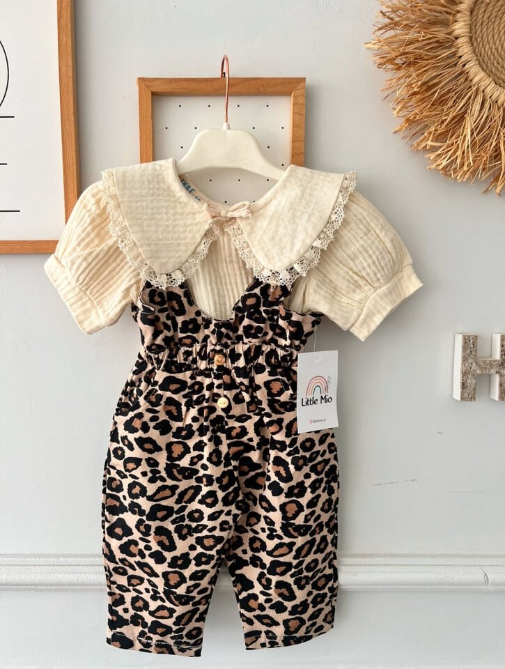 Lina Leoparlı Tulum Bluz Seti