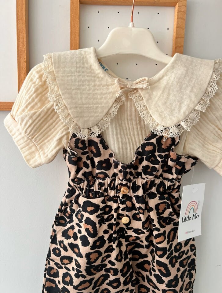 Lina Leoparlı Tulum Bluz Seti