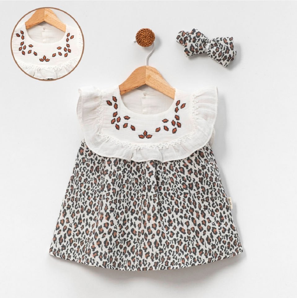 MİNOR LEOPARLI ELBİSE Bandana Seti