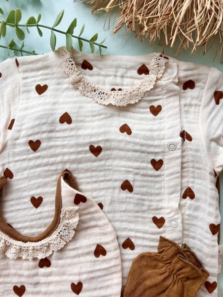 Romantik Müslin 5li Zıbın Seti