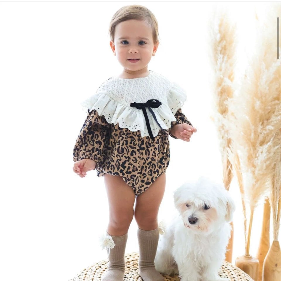 Olive Leoparlı Romper