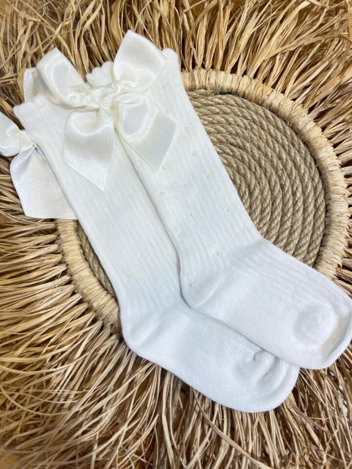 İnci Fiyonk Detay Çorap(ekru)