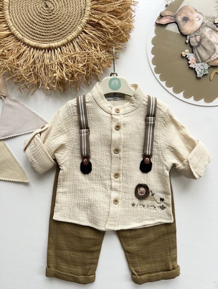 Lion Baskılı Gömlek Takım