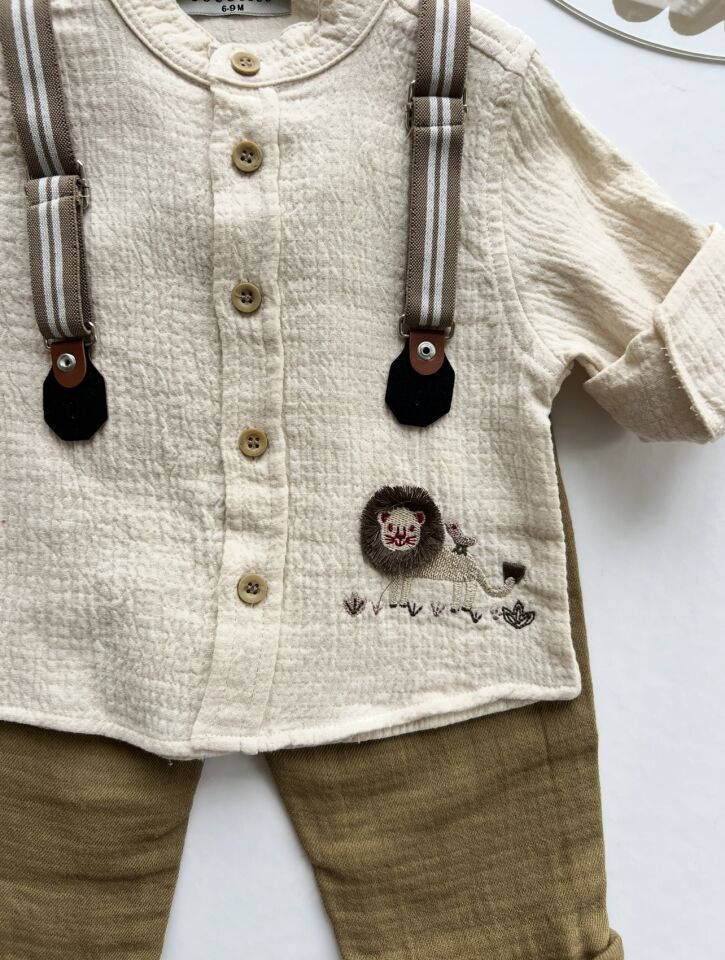 Lion Baskılı Gömlek Takım