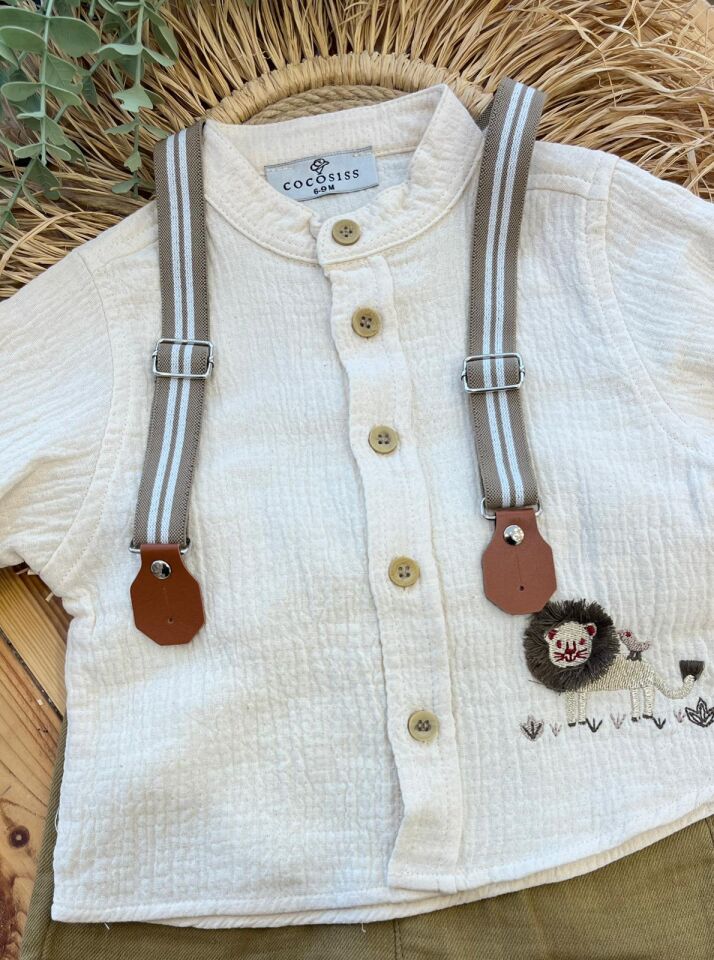 Lion Baskılı Gömlek Takım