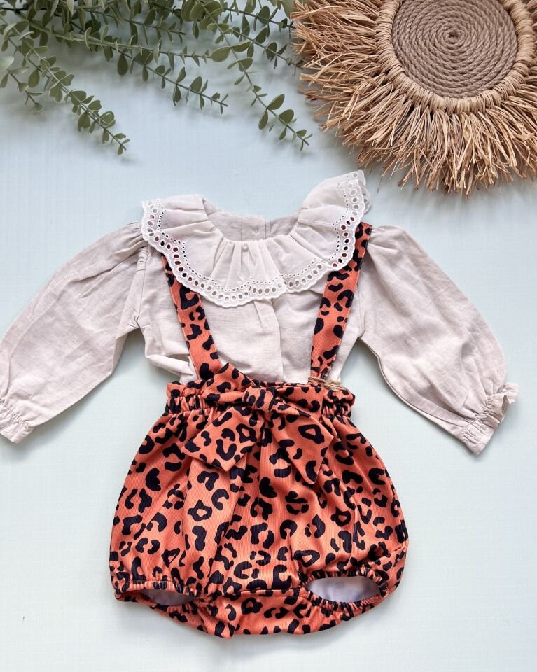 LEOPAR DESENLİ ROMPER TAKIMI