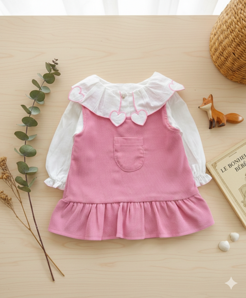 Lovely Kalp Yaka Detaylı Elbise Gömlek Seti