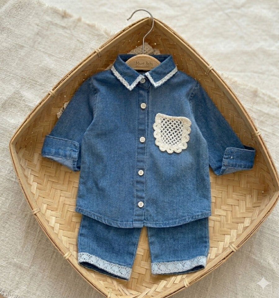 Lilac Fisto Detaylı Kot Takım