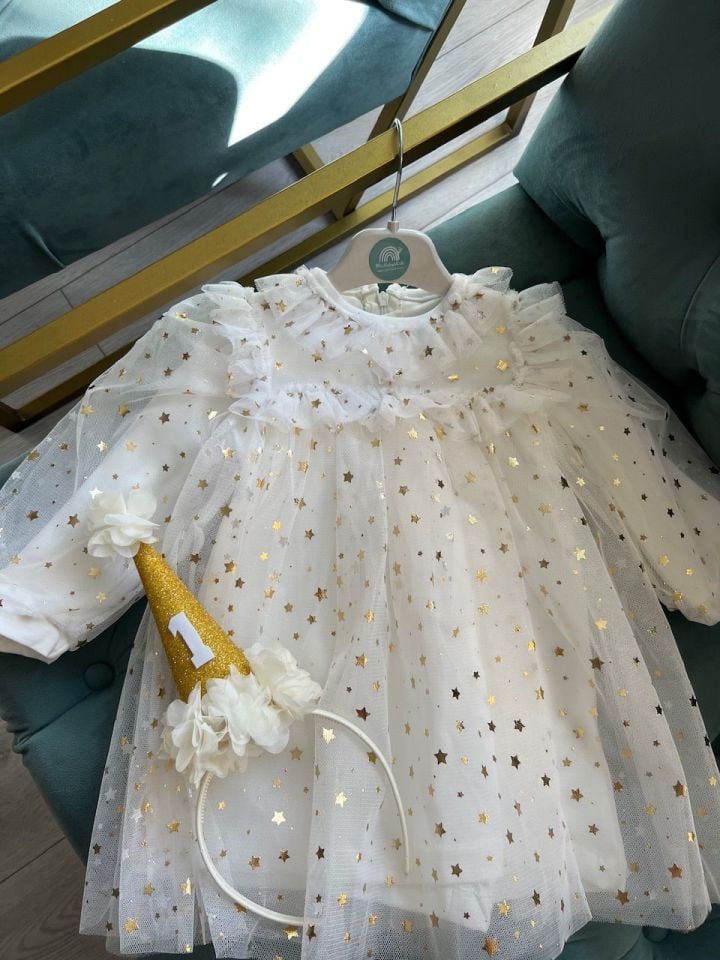 Rosalin Yıldız Detaylı Elbise