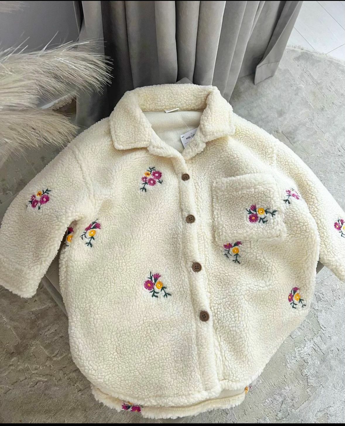 Zr Peluş Çiçekli Ceket