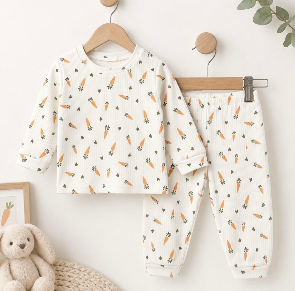 Havuç Desenli Pijama Takımı