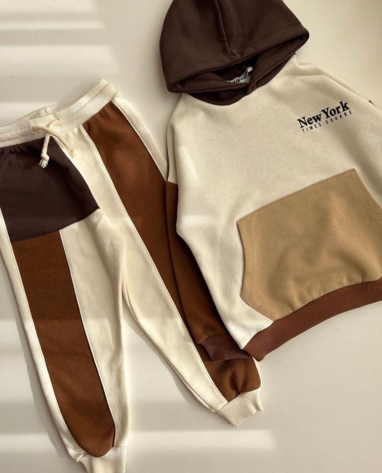 New York Kahverengi Krem Eşofman takımı