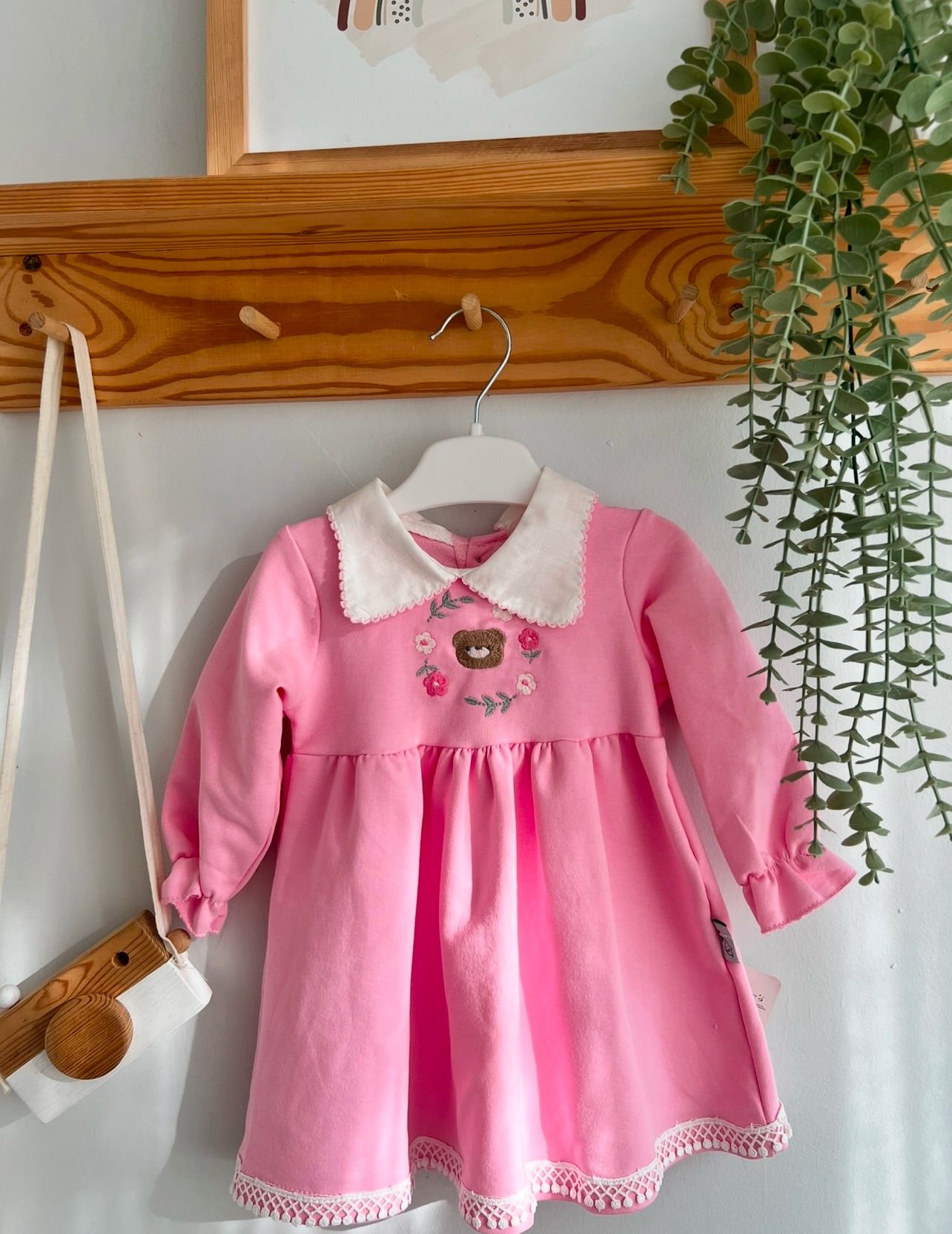 Lovely Bebe Yaka Elbise(Pembe)
