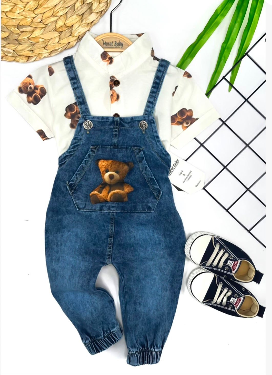Honey Bear Ayıcıklı Salopet Gömlek Seti
