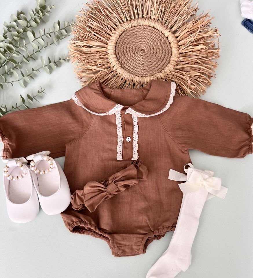 Lal Keten Romper(kahverengi)