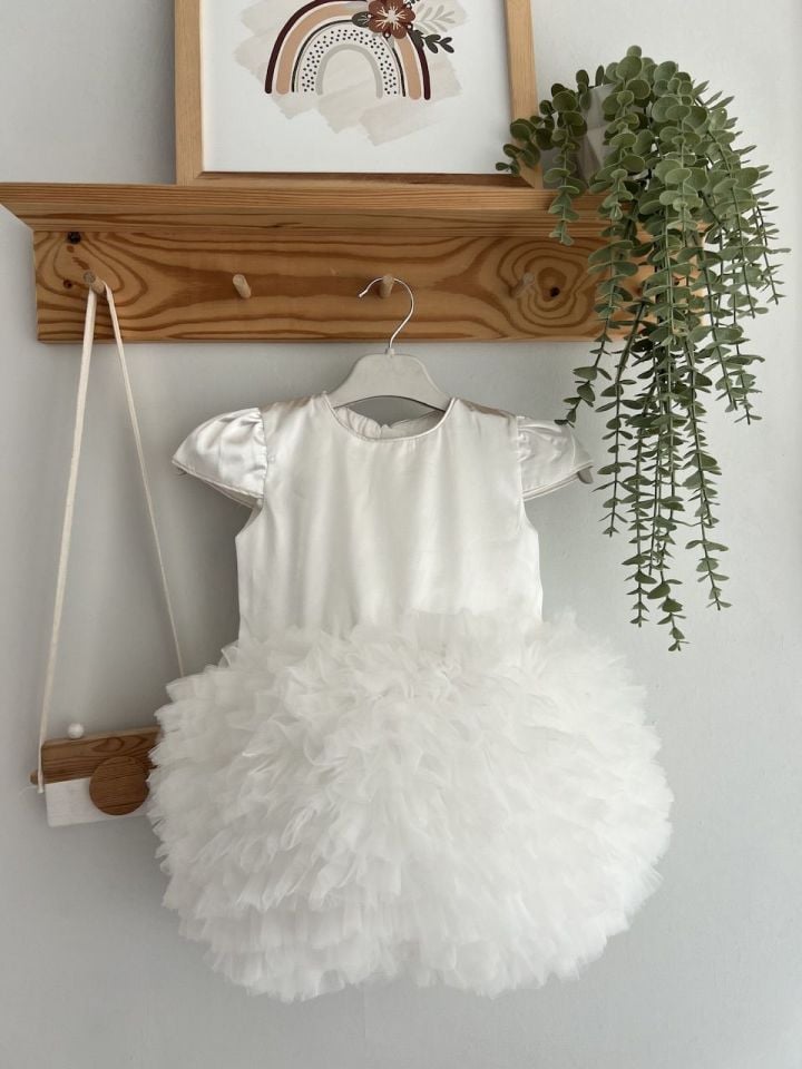 Beyaz Saten Tütü Elbise