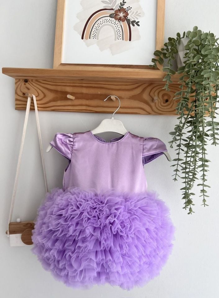 Lila Saten Tütü Elbise