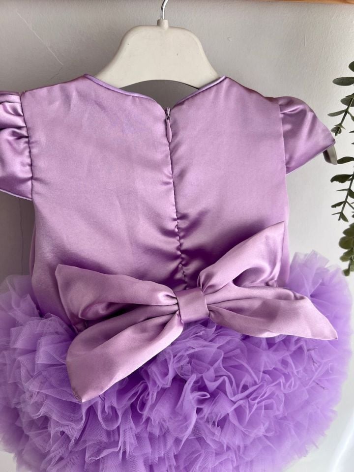 Lila Saten Tütü Elbise