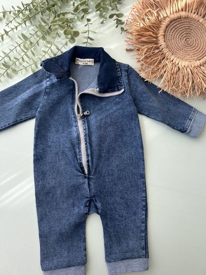 Tomy Fermuar Detaylı Kot Tulum