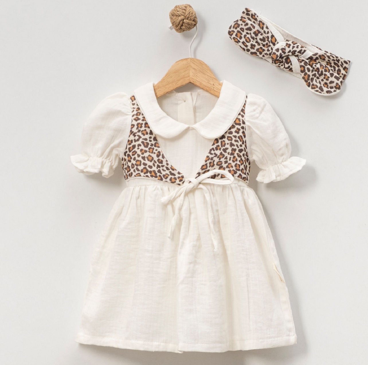 Melina Leoparlı  Elbise Bandana Seti