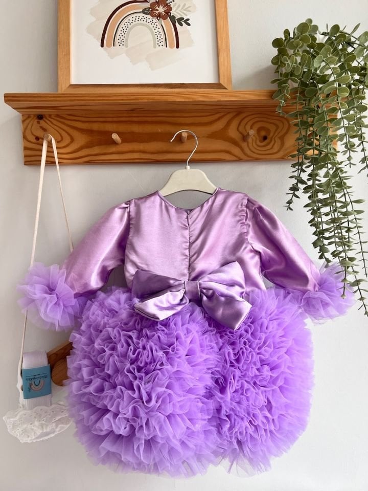 Mio Saten Tütü Elbise (LİLA)