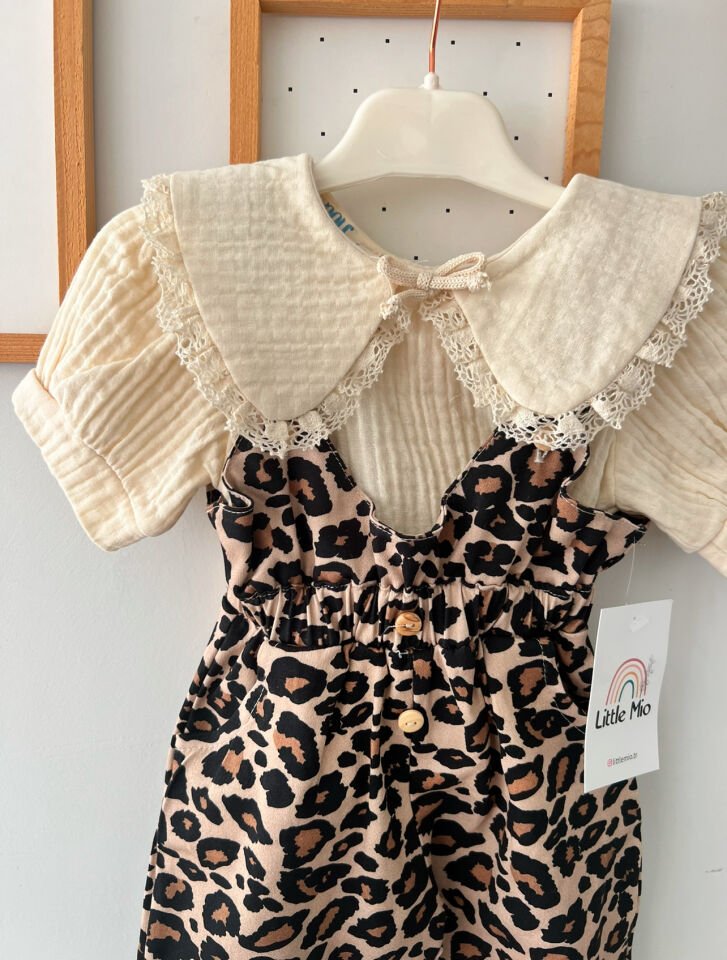Lina Leoparlı Tulum Bluz Seti