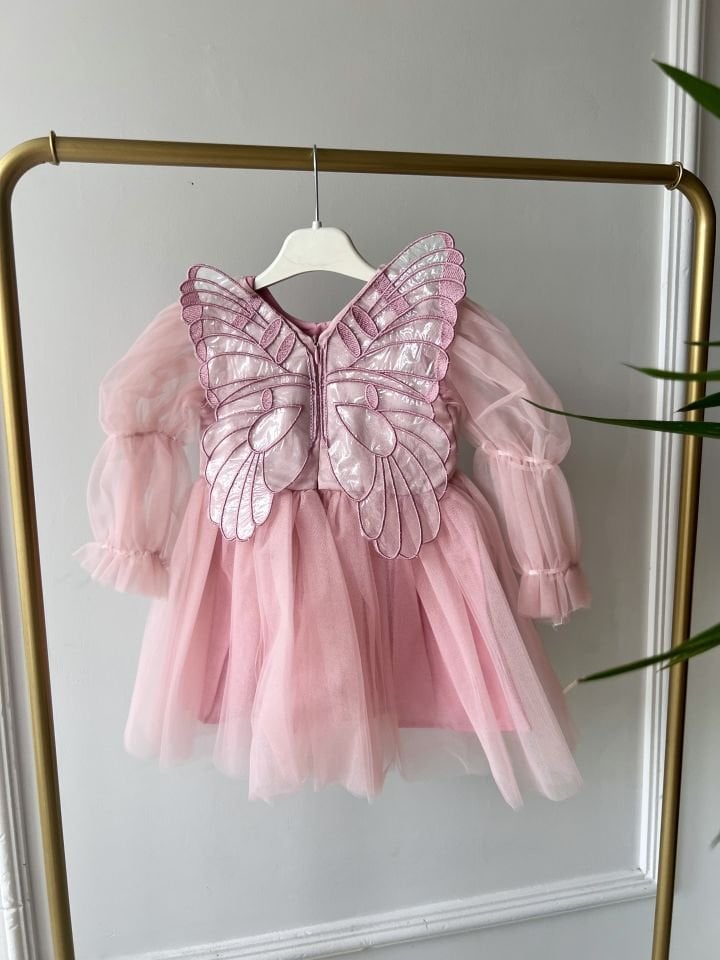 Mila Kanatlı Elbise(Pudra)