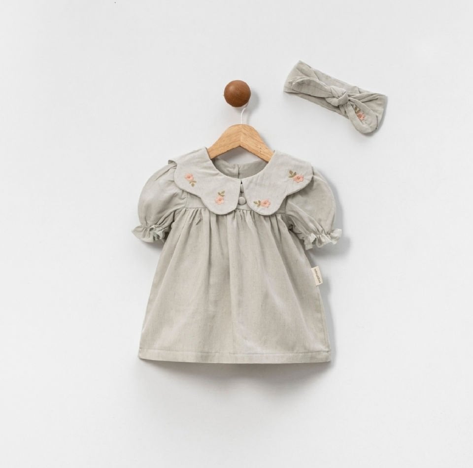 Leyla Keten Elbise Bandana Set