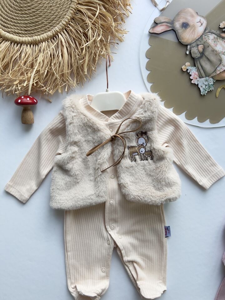 PUFFY TULUM YELEK SETİ(EKRU )