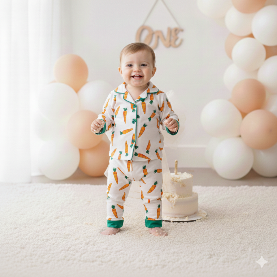 Havuç Baskılı Pijama Takımı